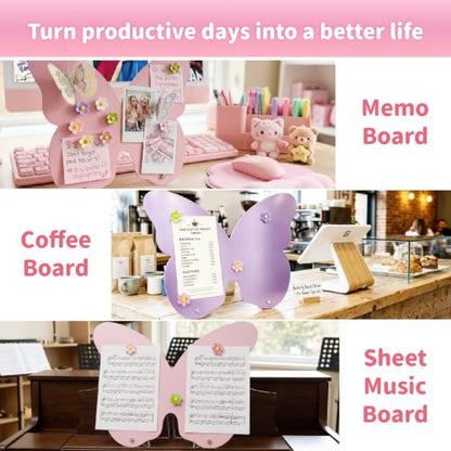 2 Pcs Small Magnetic Board, Cute Magnet Display Stand for Tabletop - color: 2pcs Pink and Purple