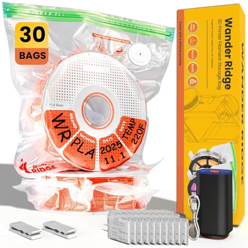 3D Printer Filament Storage Bags Vacuum Kit, 30 Vacuum Bags (13x15 in) with Auto Pump, 30 Desiccants & 2 Clips, Airtight Filament Storage for PLA ABS TPU, Dustproof Moisture Resistant - style: 30 Bags Kit