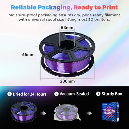 FLASHFORGE Silk Dual Color Filament, Blue and Rose 2 in 1 Coextrusion Silk PLA Filament 1.75mm, 3D Printer Filament Color Change 1kg(2.2lbs) Spool, Dimensional Accuracy +/- 0.02mm - color: Blue and Rose 2 in 1