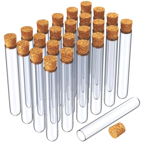 Clear Plastic Test Tubes with Cork Stoppers, 25Pcs, 15x100mm - size: 25pcs*10ml(15x100mm)