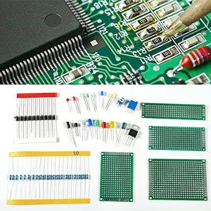 Electronics Components Assortment Kit (1818pcs) Electrolytic Capacitor, Ceramic Capacitor, LED Diode, Common Diode, Resistor, Transistor Component for Electronic DIY Project