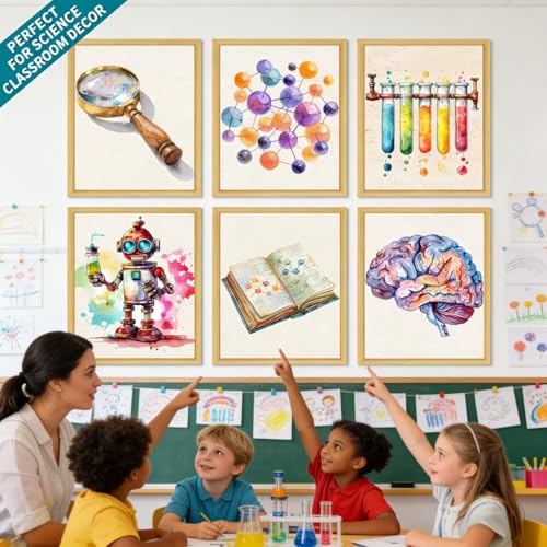 Science Biology Chemistry Posters for Classroom,Scientific Wall Decor - color: Vintage Watercolor