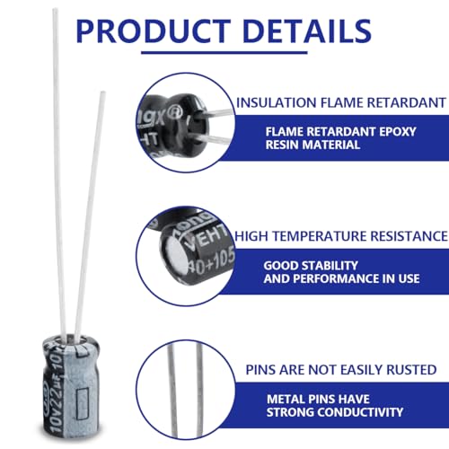 50 Pcs Electrolytic Capacitor 22uF 10V Aluminum Radial Electrolytic Capacitors - style: 10V 22uF