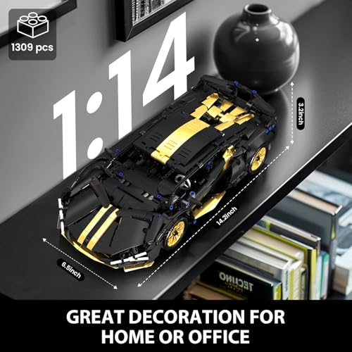 Collectible Sports Race Cars Building Set with RC Remote Control APP - color: Gold 3