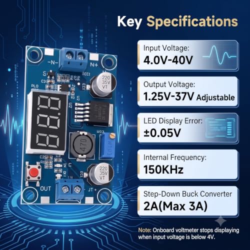 2PCS LM2596 DC-DC Buck Converter Module Adjustable Step-Down Vol with LED - size: 2 PCS