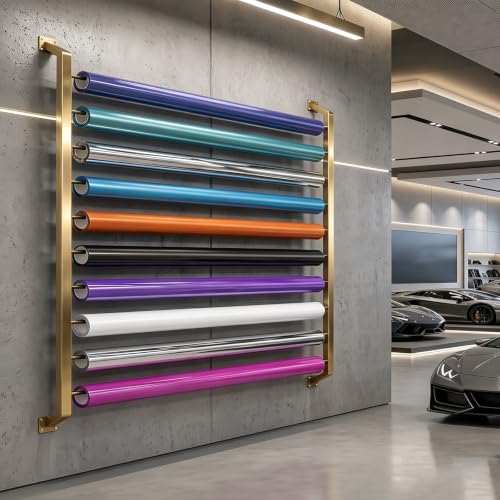 Multi Use Wall Mount Fabric Roll Storage Rack (Gold,10 rolls) - color: Gold, size: 10 rolls