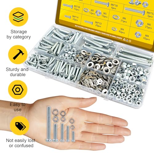 225pcs M4M5M6 Pan Head Machine Screws Assorted Kit,14/22/28/38/53 mm - size: S M4M5M6 225pcs