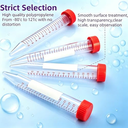 15ml Conical Centrifuge Tubes,25-Pack Sterile Polypropylene Test Tubes with Leak-Proof Screw Caps & Graduated Marks for Lab Use (15mL-25Pcs) - size: 15mL-25Pcs