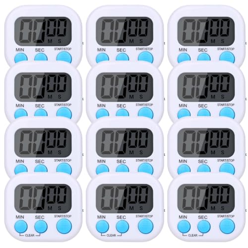 Mwellewm Digital Timers for Classroom Kids Kitchen Timers for Cooking 12 Pc - color: White
