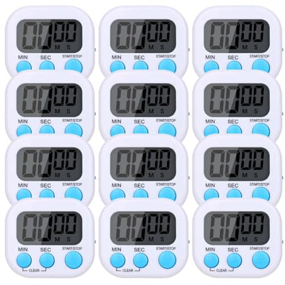 Mwellewm Digital Timers for Classroom Kids Kitchen Timers for Cooking 12 Pc - color: White