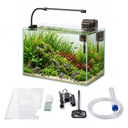5 Gallon Glass Aquarium Starter Kit, Rimless Fish Tank - color: Transparent, size: 5 Gallon
