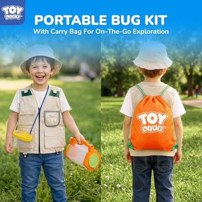 TOY Life Kids Explorer Bug Catcher Kit with Safari Costume, Binoculars Kids Outdoor Toys, Bug Toys, Butterfly Net, Camping Set Outdoor Activities Adventure Kit Nature Exploration Gifts Kid Ages 3-12 - style: 25 PCS Dress-Up Explorer Set - Orange
