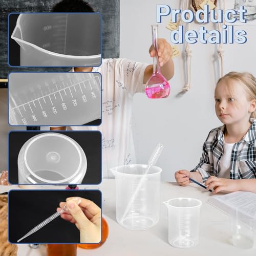 Twdrer 7-Size Plastic Beaker Set with Droppers