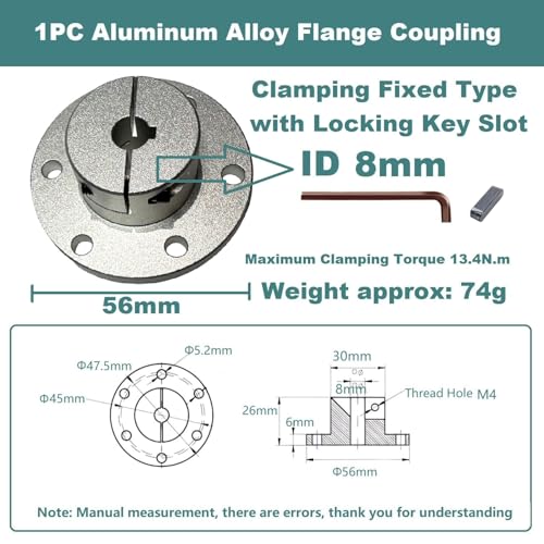 Aluminum Alloy Flange Coupling, 8 mm Inner Dia with Locking Key Slot Clamping Fixed Type, Flange Shaft Coupler Connector for Connecting RC Car Motor and Wheel (1Piece - style: 8mm Keyway Clamping Flange