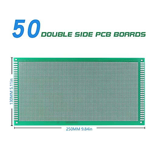 Double Sided PCB Board,D DZRCOXI Large PCB Circuit Board Protoboard 50PCS 13X25CM for DIY Soldering Electronic Projects Compatible with Arduino Kits (13X25CM-50Pcs) - style: 13X25CM-50Pcs