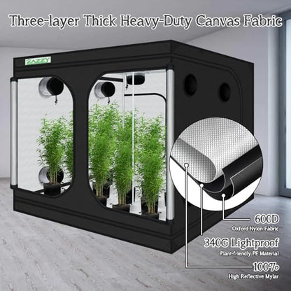zazzy 8x8 Large Grow Tent 96"x96"x78" High Reflective Mylar Growing Tent - size: 96"x96"x78"
