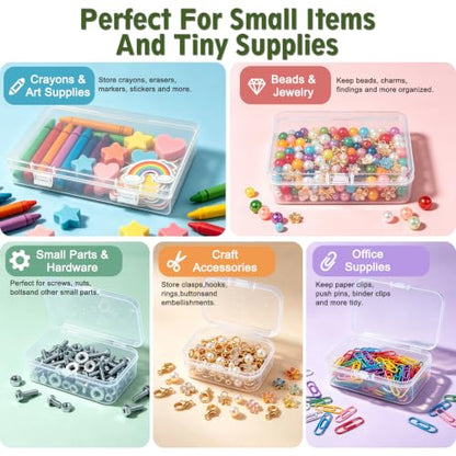 Guyuyii Small Clear Containers with Lids, 24 Pack Mixed-Size Boxes