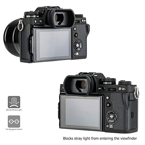 Kiwifotos Long Soft Viewfinder Eyecup Eyepiece for Fuji X-T5 X-T4 X-T3 X-H2 - size: For Fuji X-T5 X-T4 X-T3 GFX100S & More Camera