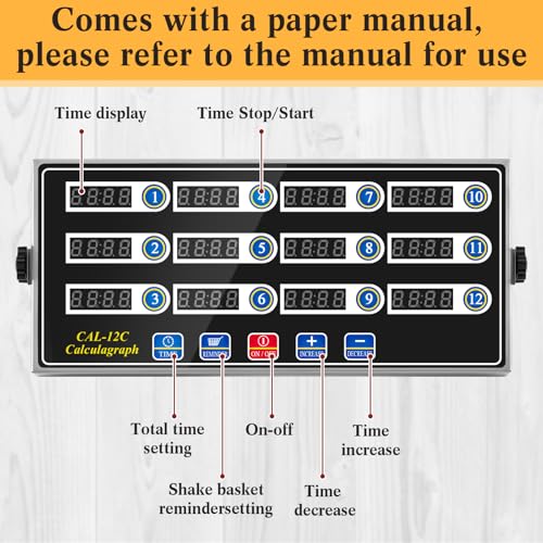 Relaxweex 1 Pack Commercial Digital Kitchen Timer for Cooking, 12 Channel - color: Black, size: 12 Chanels