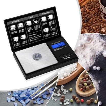 Fuzion Digital Pocket Gram Scale 0.01g x 200g, with 100g Calibration Weight - color: Black