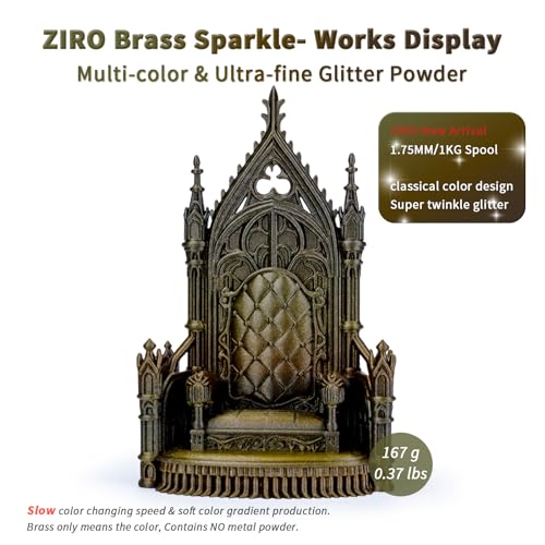 ZIRO Slow Color Gradient 1.75mm PLA, Fit Most 3D Printer, Brass Sparkle - color: Brass Sparkle