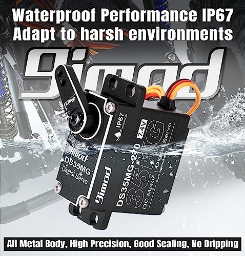35KG Waterproof High Torque Servo 7.4V Coreless RC Steering Servo Motors Metal Gear Digital Servo for 1/8 1/10 1/12 RC Car, R/C Model DIY Car Robot High Speed Servo with 25T Servo Horn, 270 Degree