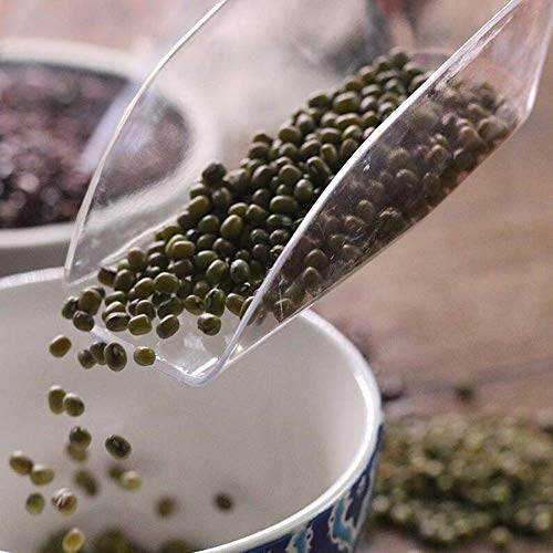 12 Pcs Mini Clear Acrylic Plastic Kitchen Scoops, 5.5" Flat Bottom Ice Scoop for Weddings, Ice, Candy Dessert Buffet, Protein Powders, Coffee, Tea