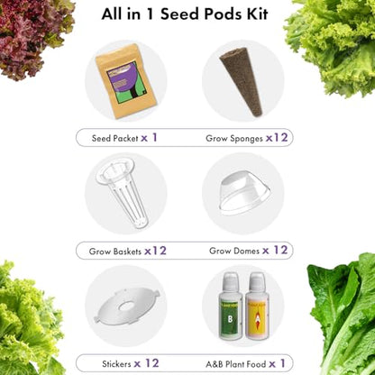 LYKOCLEAN Salad Romaine Lettuce Seed Pods for AeroGarden,Ahopegarden, iDOO Hydroponics Growing System,350 Seeds+ Including American Lettuce,Paris Island Cos,Buttercrunch (12-Pods) - color: Lettuce, size: 12pods