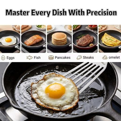 KSENDALO 1 Thin Flexible & Sturdy Fish Spatula Stainless Steel for Kitchen Cooking Use Fish Spatula Egg Flipper BBQ Flipper Stainless Steel Blade Thin Flexible, Welded Middle, Dishwasher Safe -Silver
