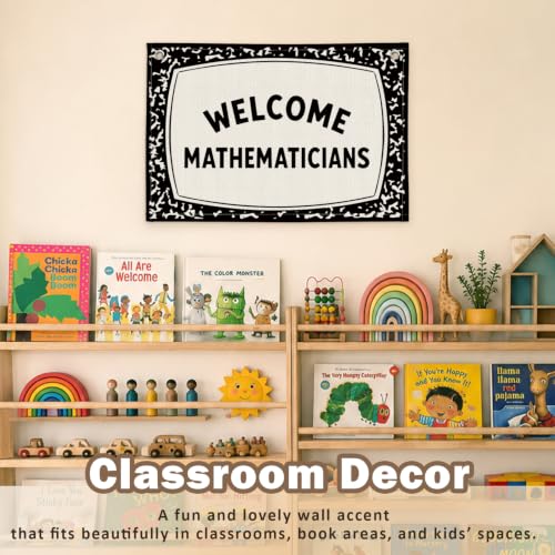 Math Classroom Decor Canvas Wall Hanging Banner - color: 04-Welcome Mathematicians - Composition Notebook
