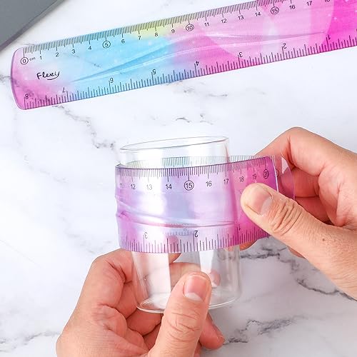 Grevosea 2 Pieces Flexible Ruler, 20cm/8inch Plastic Ruler Shatterproof Straight Edge Ruler Soft Bendable Ruler for School Classroom Office Kids & Adults (8inch) - size: 8inch