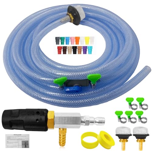 Adjustable Long Range Downstream Injection Nozzle Kit 2-2.5 GPM, Pressure Washer Spray Nozzle, Spray Nozzle Pressure Washer with 1/4" Quick Connect/15FT Hose/Shut-off Valve/Filter.2000 to 3000 PSI. - size: 2-2.5 GPM (Kit)