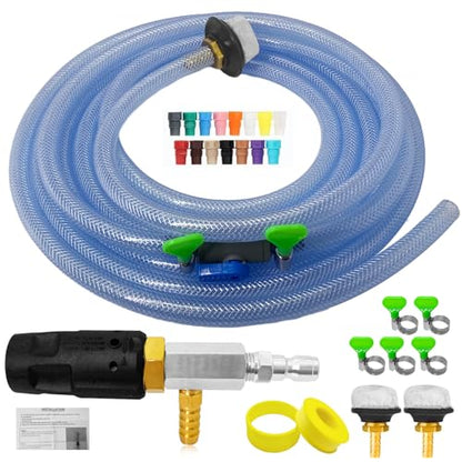 Adjustable Long Range Downstream Injection Nozzle Kit 2-2.5 GPM, Pressure Washer Spray Nozzle, Spray Nozzle Pressure Washer with 1/4" Quick Connect/15FT Hose/Shut-off Valve/Filter.2000 to 3000 PSI. - size: 2-2.5 GPM (Kit)