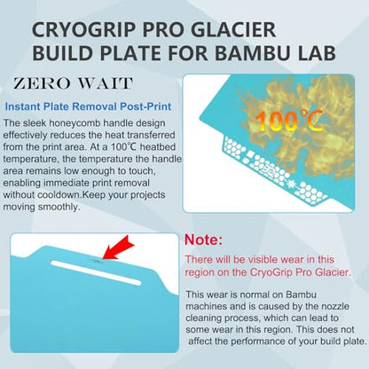 3D Printer Build Plate CryoGrip Pro Glacier Build Plate for Bambulab P2S/X1/X1C/X1E/P1P/P1S/A1/X2D 3D Printers, Panda Build Plate Double-Sided Fine Textured Spring Steel Sheet 257x257mm