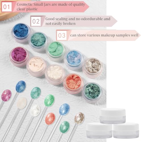 50 Pcs Makeup Sample Containers 3g/5g Sample Containers with Lids Tiny Sample Jars for Skincare Cream Lotion Jewelry Beads DIY Crafts Travel (FZG/3g/Bai) - color: white, size: 3g