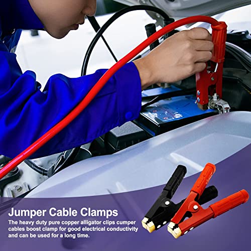 2PCS Heavy Duty Pure Copper Battery Jumper Cable Clamps (Red & Black)
