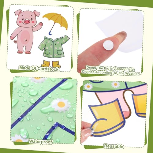 Gilprop 58 Pcs Dress for Weather Bulletin Board Set for Classroom, Piggy - style: Piggy