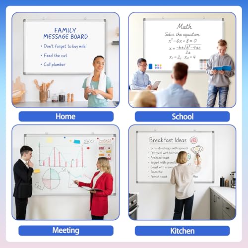 Grtard 36" x 24" Magnetic Dry Erase Board, Large Hanging Magnetic White Board with Aluminum Frame, Smooth Writing Presentation Whiteboard Suitable for Home, Office, Classroom & Kitchen - color: Silver, size: 36"W x 24"H