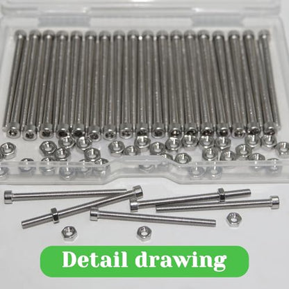 80 Pcs M3 x 45mm Socket Head Cap Screws Metric, Allen Socket Drive, 304 Stainless Steel, Full Thread, Bright Finish, Machine Thread - size: M3 x 45-80Pcs