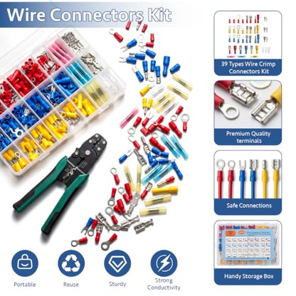 CONLI 350Pcs Crimp Connectors Male and Female Spade Connector 39 Types