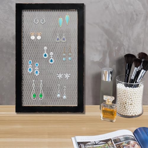 SOFE Farmhouse Memo Board Chicken Wire Frame, 18 × 29" Wall Grid - color: Black