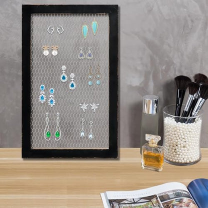 SOFE Farmhouse Memo Board Chicken Wire Frame, 18 × 29" Wall Grid - color: Black