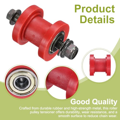 PATIKIL 8mm Grooved Roller Pulley Tensioner Chain Roller Pulley Mini Red - color: Red