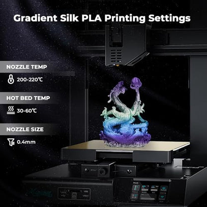 AMOLEN Silk Gradient Rainbow 3D Printer Filament Bundle, 200gX 4 Spools - color: Black Red Gold /Blue Red Purple/Black Fuchsia/Blue Green Purple