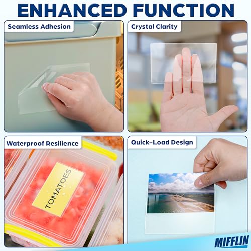 Mifflin-USA - Index Card Holder - 2x3.5”, 100 Pack - Clear Self-Adhesive Pockets - Label Holders for Organizing Storage Bins & Containers - Plastic Sleeves for Protecting Cards & Labels - size: 2x3.5” (Pack of 100)