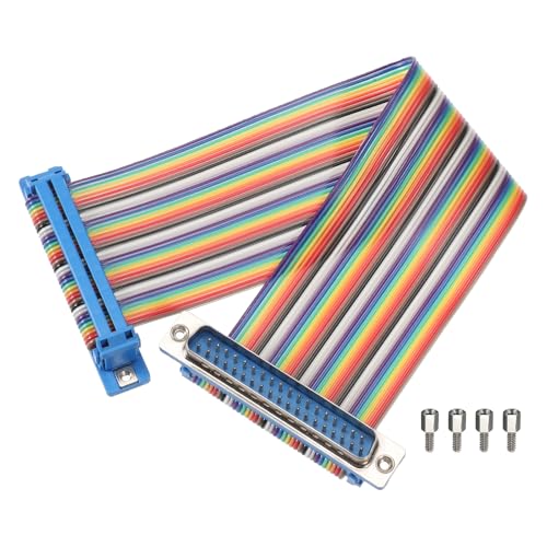 MECCANIXITY IDC Rainbow Wire Flat Ribbon Cable DB37 Male to DB37 Male 8 Inch Length 2.54mm Pitch Breadboard Jumper Wires for Electronic Projects - size: 8 Inch, style: DB37 Male to DB37 Male