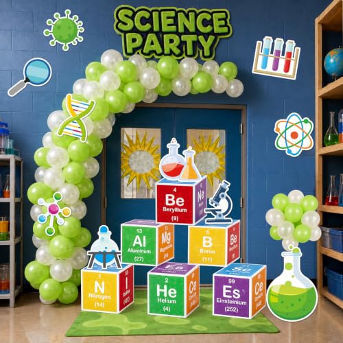 66Pcs Science Lab Party Decoration Pre-Folded Cardstock Kit Green Clear - color: Green Clear