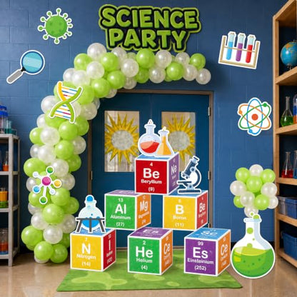 66Pcs Science Lab Party Decoration Pre-Folded Cardstock Kit Green Clear - color: Green Clear