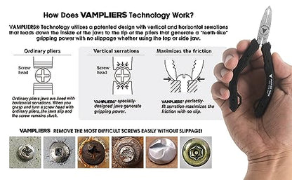 VAMPLIERS 5" Mini Stripped M2 Screw Extractor Pliers ESD Safe TPR Handles - style: 5" Mini Pliers