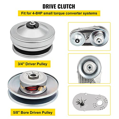 VEVOR Torque Converter, 30 Series 212 Predator Torque Converter kit Go Kart, Mini Bike Comet Clutch Set, 3/4 Inch 10T #40 or 41 Chain Predator Driver Pulley Replacement Comet TAV2